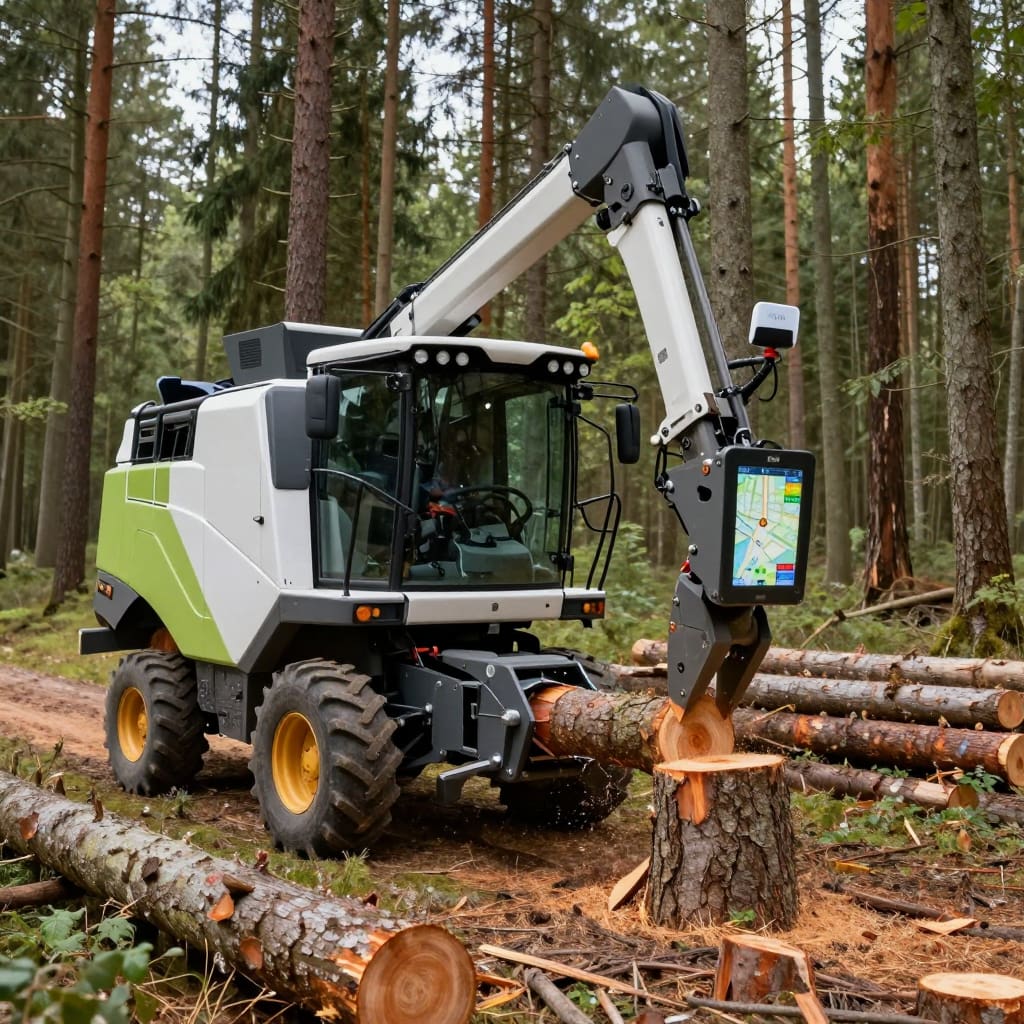 Precision harvester guidance and cut-tree location logging